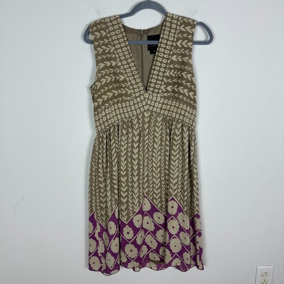 Anthropologie X Anna Sui Silk Midi Sleeveless Dress 6 V Neck Boho Summer - Picture 2 of 10